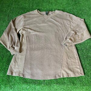 Wild Fable Long Sleeve Dark Taupe Boxy Waffle Knit Thermal T-Shirt Size S NEW  T